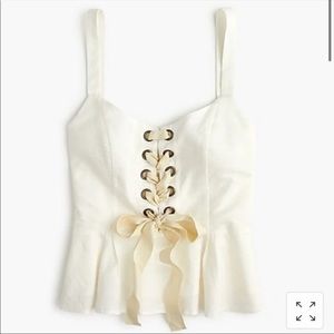 J Crew Point Sur Lace-Up Linen Tank Top 2X NWT